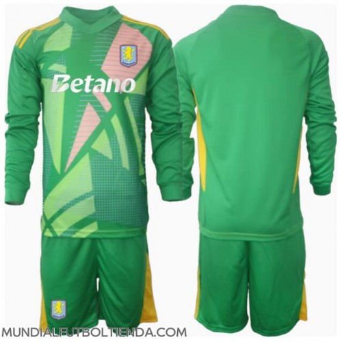 Camiseta Aston Villa Portero Primera Equipación Replica 2024-25 para niños mangas largas (+ Pantalones cortos)